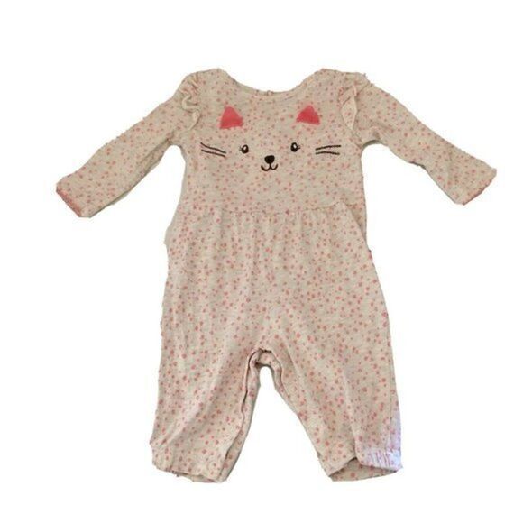 Carter Just One You kids One Piece Bodysuit Size 3 Months Kitty Pink Gray Girls - Picture 5 of 12